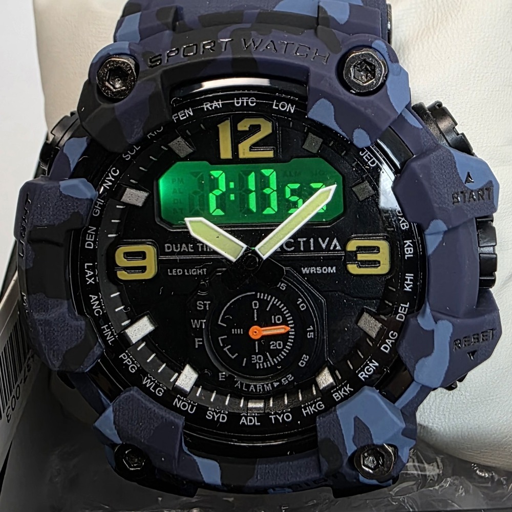 NEW Activa X Invicta BlackOps Digital Men's Watch 56mm, Camouflage Blue #905 - Picture 1 of 5